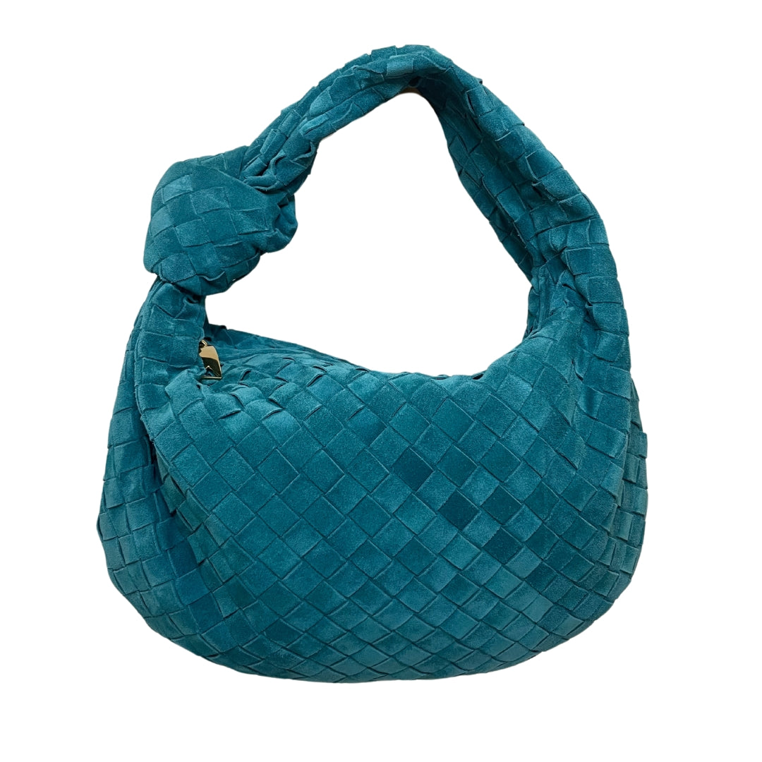 Bottega Veneta Suede Intreccito Teen Jodie - Teal