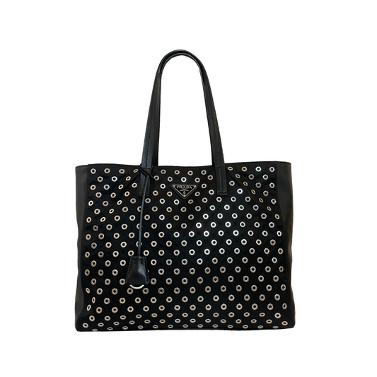 Prada Nappa-Trimmed Tessuto Studded Tote