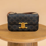 Celine Claude Shoulder Bag in Triomphe Canvas and Calfskin