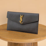 YSL Black Uptown Grain de Poudre Clutch