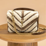 YSL College Medium Crossbody in Shearling and Suede