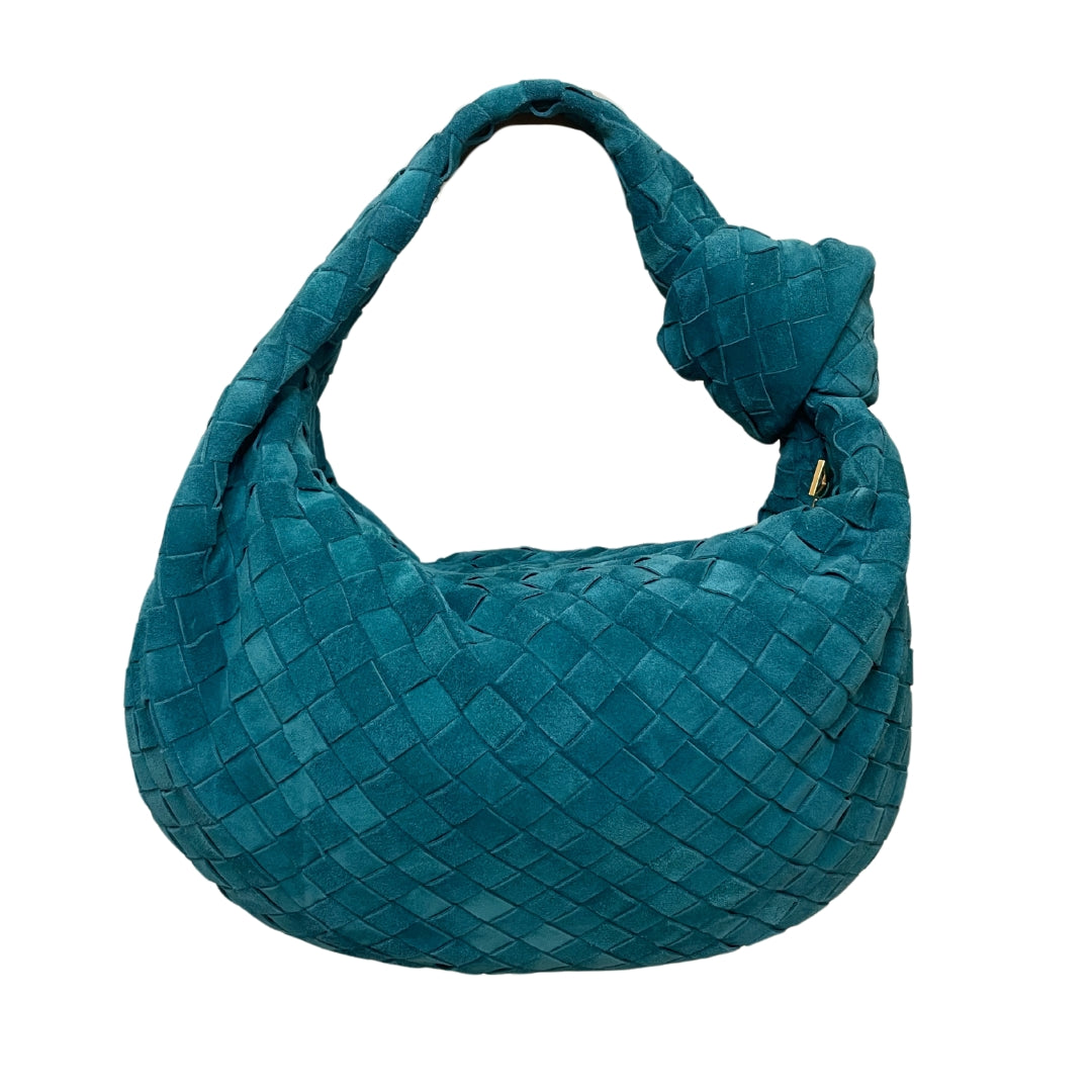 Bottega Veneta Suede Intreccito Teen Jodie - Teal