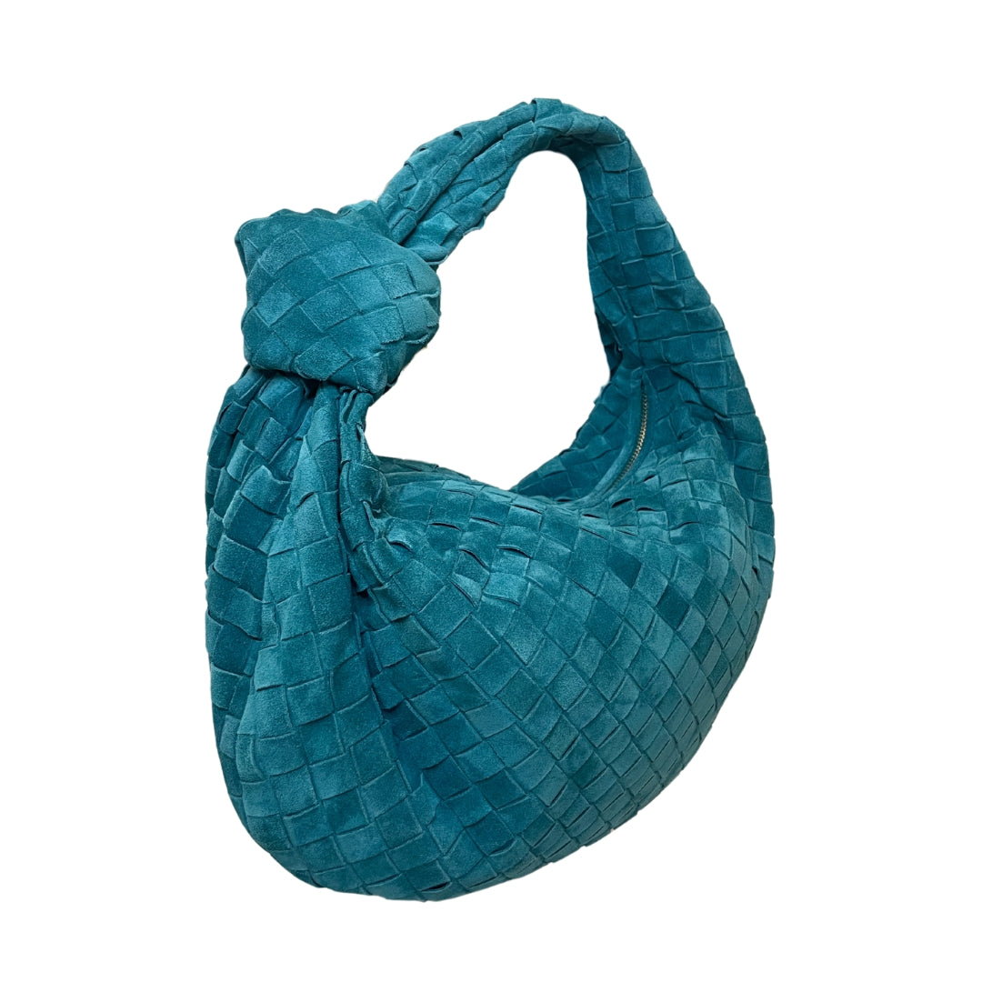 Bottega Veneta Suede Intreccito Teen Jodie - Teal