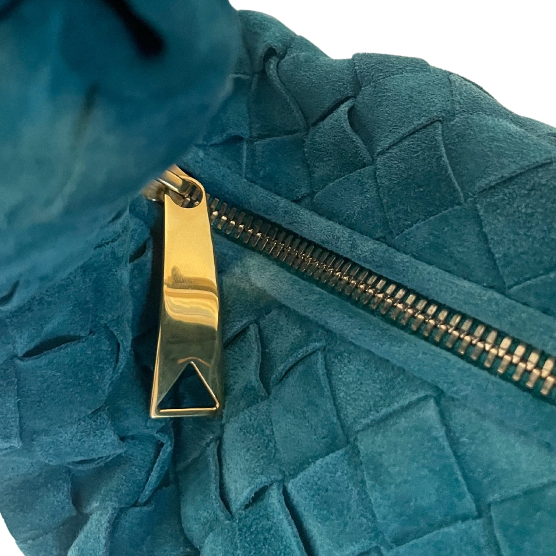 Bottega Veneta Suede Intreccito Teen Jodie - Teal