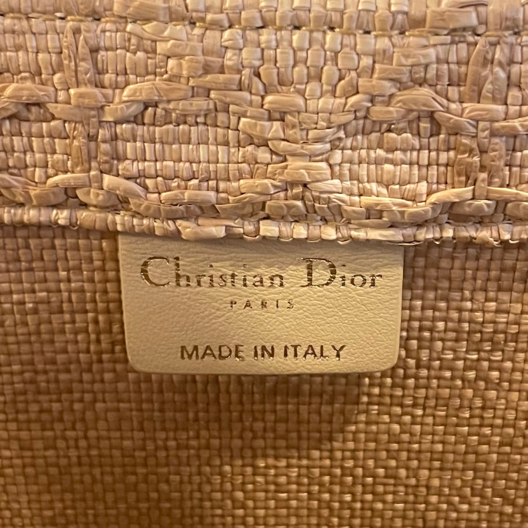 Tote tipo libro mediano Christian Dior - Rafia Cannage natural