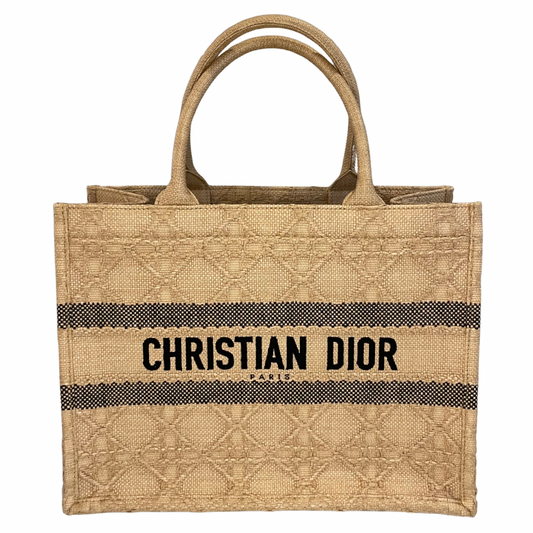 Tote tipo libro mediano Christian Dior - Rafia Cannage natural