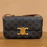 Celine Claude Shoulder Bag in Triomphe Canvas and Calfskin