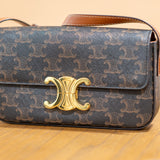 Celine Claude Shoulder Bag in Triomphe Canvas and Calfskin