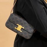 Celine Claude Shoulder Bag in Triomphe Canvas and Calfskin