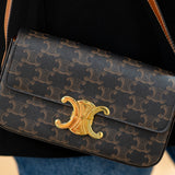 Celine Claude Shoulder Bag in Triomphe Canvas and Calfskin
