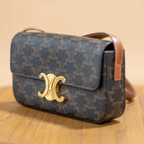 Celine Claude Shoulder Bag in Triomphe Canvas and Calfskin