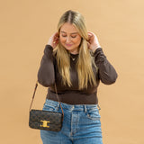 Celine Claude Shoulder Bag in Triomphe Canvas and Calfskin