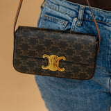 Celine Claude Shoulder Bag in Triomphe Canvas and Calfskin