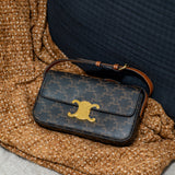 Celine Claude Shoulder Bag in Triomphe Canvas and Calfskin