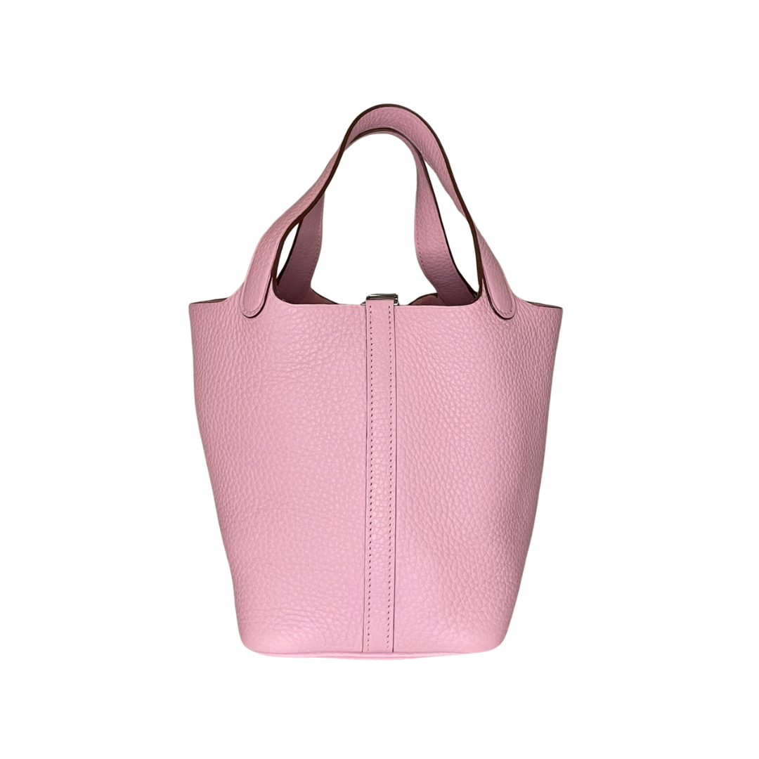 Hermes Rose Sakura Picotin 18 - Clemence Leather