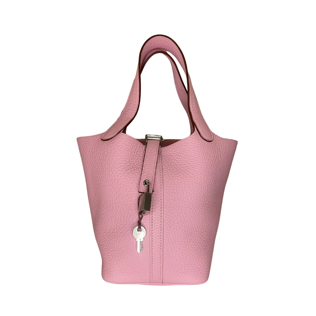 Hermes Rose Sakura Picotin 18 - Clemence Leather