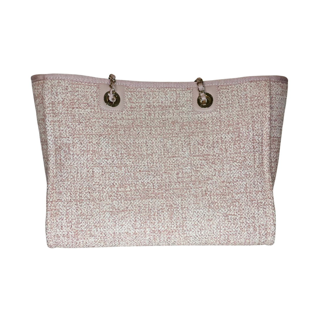 Bolso tote pequeño de tweed rosa Chanel Deauville