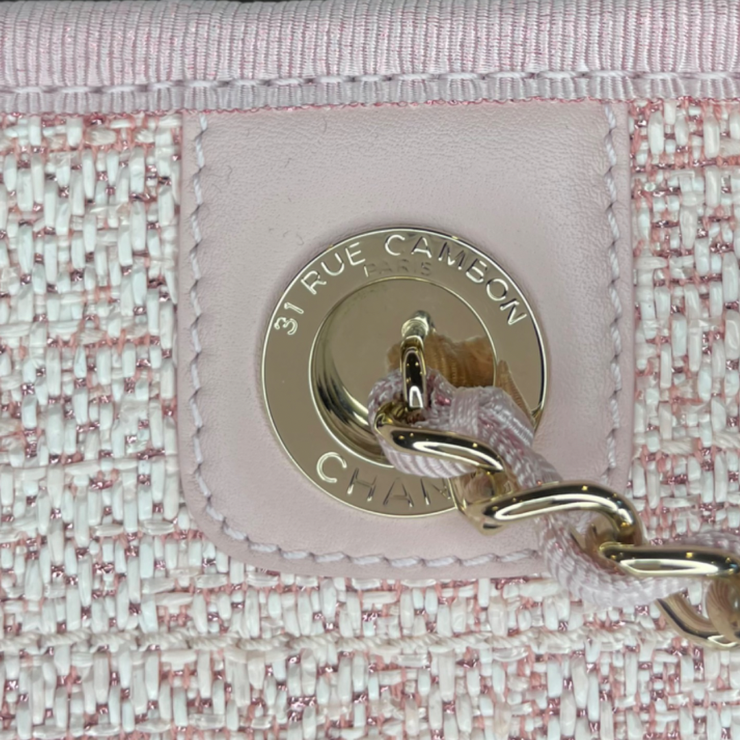 Chanel Deauville Pink Tweed Tote Small