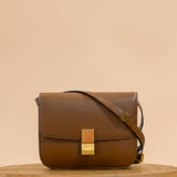 Celine Box Calfskin Medium Box Flap Bag Camel