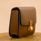 Celine Box Calfskin Medium Box Flap Bag Camel