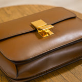 Celine Box Calfskin Medium Box Flap Bag Camel