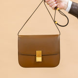 Celine Box Calfskin Medium Box Flap Bag Camel
