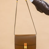Celine Box Calfskin Medium Box Flap Bag Camel
