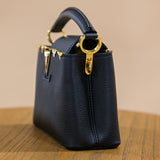 Louis Vuitton Mini Capucines Black Top Handle and Crossbody with Gold Details
