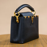 Louis Vuitton Mini Capucines Black Top Handle and Crossbody with Gold Details