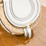 Chloe Marcie Raffia Saddle Crossbody White