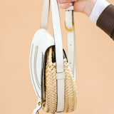 Chloe Marcie Raffia Saddle Crossbody White
