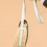 Chloe Marcie Raffia Saddle Crossbody White