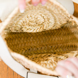 Chloe Marcie Raffia Saddle Crossbody White