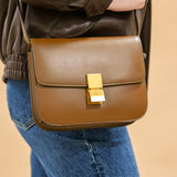 Celine Box Calfskin Medium Box Flap Bag Camel
