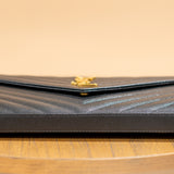 YSL Black Classic Cassandre Chain Wallet in Grain de Poudre Leather
