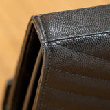 YSL Black Classic Cassandre Chain Wallet in Grain de Poudre Leather