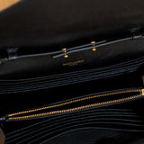 YSL Black Classic Cassandre Chain Wallet in Grain de Poudre Leather
