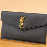 YSL Black Uptown Grain de Poudre Clutch