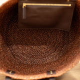 YSL Brown Woven Raffia Panier Tote