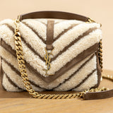 YSL College Medium Crossbody in Shearling and Suede
