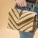 YSL College Medium Crossbody in Shearling and Suede