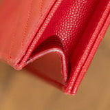YSL Red Cassandre Wallet on Chain in Grain de Poudre Leather