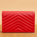 YSL Red Cassandre Wallet on Chain in Grain de Poudre Leather