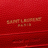 YSL Red Cassandre Wallet on Chain in Grain de Poudre Leather