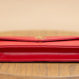YSL Red Cassandre Wallet on Chain in Grain de Poudre Leather